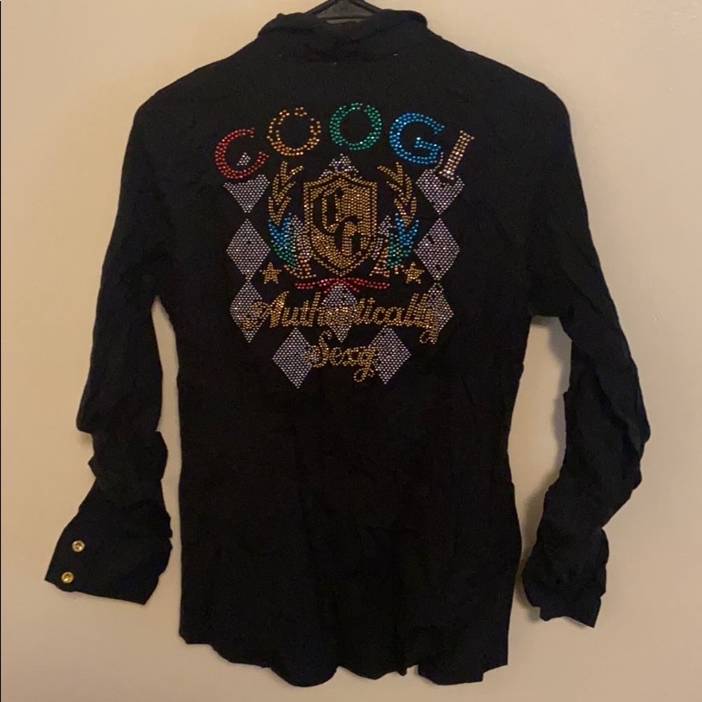 coogi black studded button up shirt size Large